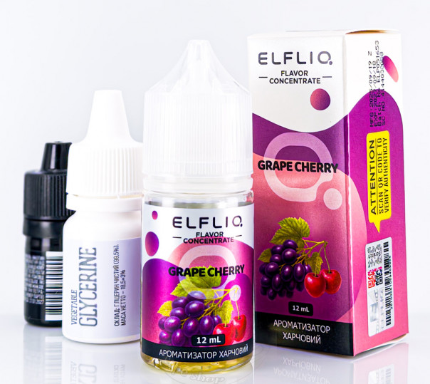 Жидкость Elf Bar ElfLiq Salt Grape Cherry 30ml 50mg от ELF BAR (оригинал, набор компонентов) со вкусом винограда и вишни
