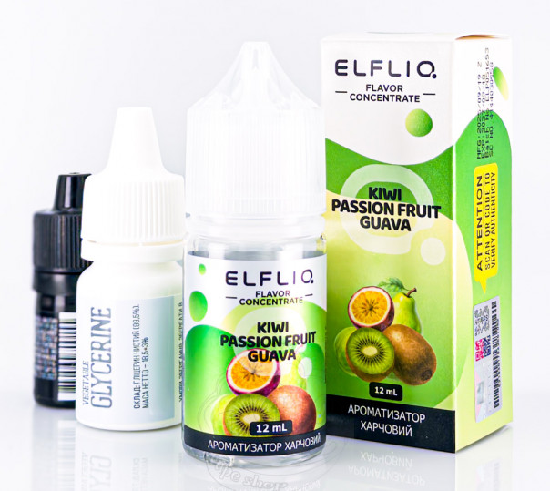 Рідина ELFLIQ Salt Kiwi Passion Fruit Guava 30ml 50mg від ELF BAR (оригінал, набір компонентів) зі смаком ківі, маракуї та гуави