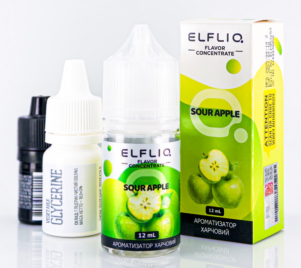 Рідина ELFLIQ Salt Sour Apple 30ml 50mg від ELF BAR (оригінал, набір компонентів) зі смаком кислого яблука