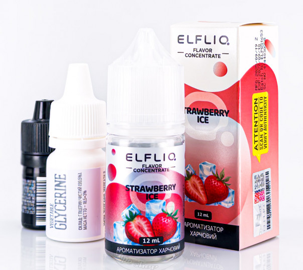 Жидкость Elf Bar ElfLiq Salt Strawberry Ice 30ml 50mg от ELF BAR (оригинал, набор компонентов) со вкусом клубники с холодком