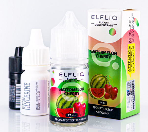 Жидкость Elf Bar ElfLiq Salt Watermelon Cherry 30ml 50mg от ELF BAR (оригинал, набор компонентов) со вкусом арбуза и вишни