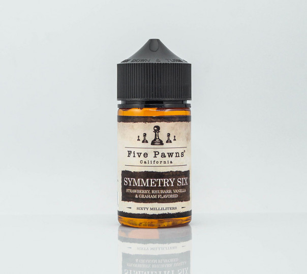 Жидкость Five Pawns Organic Symmetry Six 60ml 12mg на органическом никотине со вкусом десерта с ревенем и клубникой
