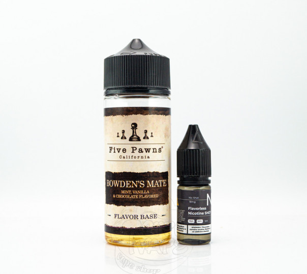 Рідина Five Pawns Organic Shortfill Bowden's Mate 120ml 6mg на органічному нікотині зі смаком шоколаду з м'ятою