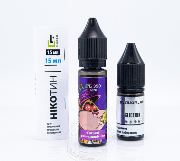 Жидкость Flavorlab FL350 Mini Salt Currant Pomegranate Lime 15ml 50mg со вкусом смородины, граната и лайма (набор компонентов)