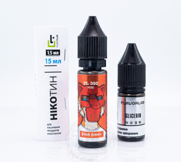 Рідина Flavorlab FL350 Mini Salt Peach Lemon 15ml 50mg зі смаком персику та лимону (набір компонентів)