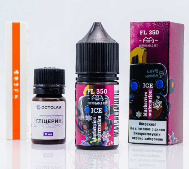 Рідина Flavorlab FL350 Salt Blueberries Watermelon Ice 30ml 50mg зі смаком кавуна та чорниці з холодком (набір компонентів)