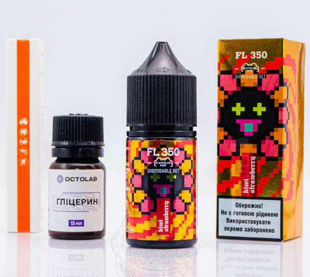 Рідина Flavorlab FL350 Salt Kiwi Strawberries 30ml 50mg на сольовому нікотині зі смаком полуниці та ківі з холодком (набір компонентів)