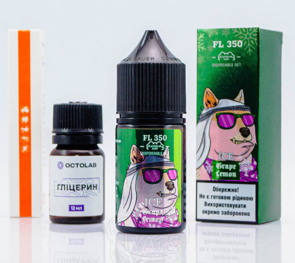 Рідина Flavorlab FL350 Salt Grape Lemon ICE 30ml 50mg зі смаком винограду та лимона з холодком (набір компонентів)