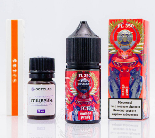 Рідина Flavorlab FL350 Salt Mango Peach Ice 30ml 50mg зі смаком персика і манго з холодком (набір компонентів)