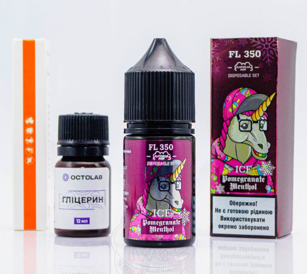 РідинаFlavorlab FL350 Salt Pomegranate Menthol ICE 30ml 50mg зі смаком граната з ментолом з холодком (набір компонентів)