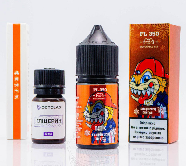 Рідина Flavorlab FL350 Salt Raspberry Energy Ice 30ml 50mg зі смаком малинового енергетика з холодком (набір компонентів)