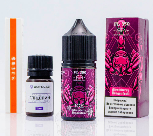 Рідина Flavorlab FL350 Salt Strawberry Dragonfruit Ice 30ml 50mg зі смаком полуниці та драгонфрукта з холодком (набір компонентів)