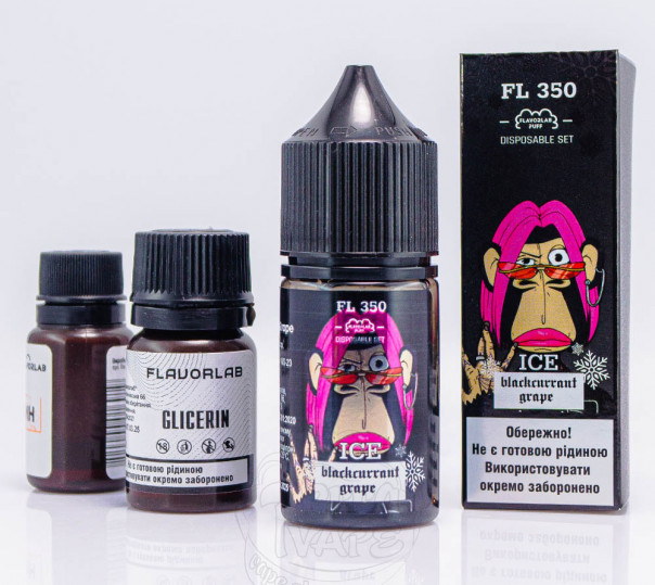 Рідина Flavorlab FL350 Salt Blackcurrant Grape Ice 30ml 50mg зі смаком винограду зі смородиною (набір компонентів)