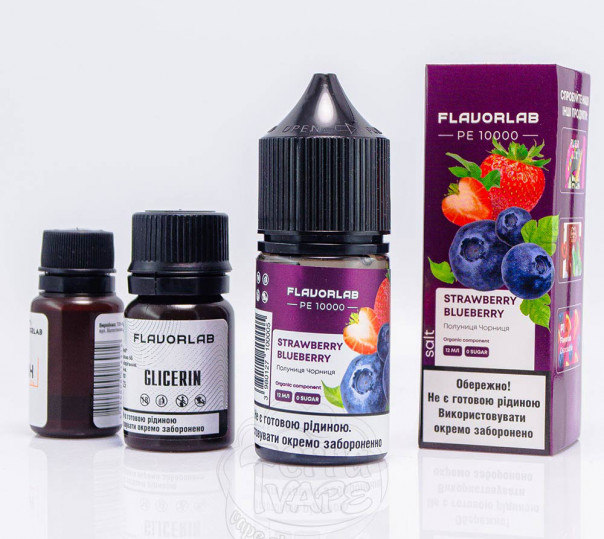 Рідина FlavorLab PE 10000 Salt Strawberry Blueberry 30ml 50mg зі смаком полуниці та чорниці (набір компонентів)