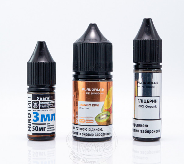 Рідина FlavorLab PE 10000 Salt Mango Kiwi 30ml 50mg (набір компонентів)