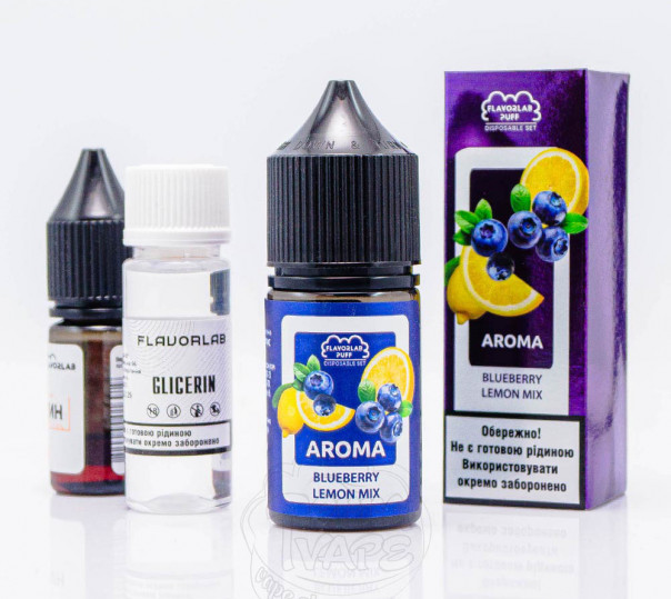 Рідина Flavorlab Puff Salt Blueberry Lemon Mix 30ml 50mg зі смаком чорниці та лимону (набір компонентів)
