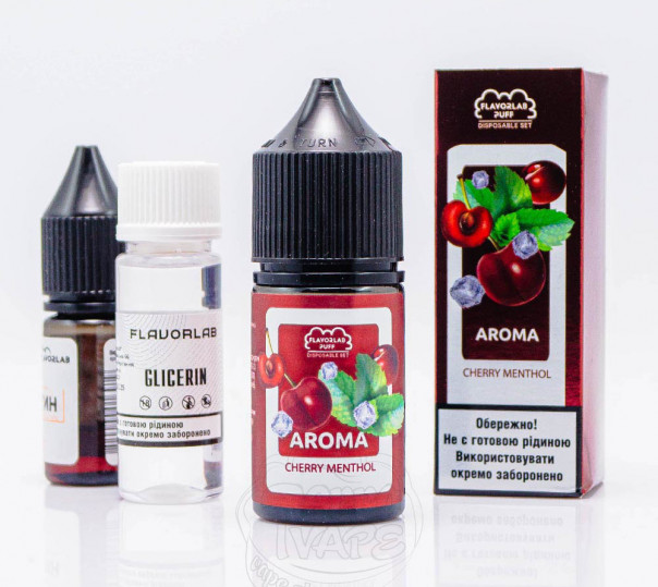 Рідина Flavorlab Puff Salt Cherry Menthol 30ml 50mg зі смаком вишні та ментолу (набір компонентів)