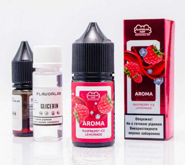 Рідина Flavorlab Puff Salt Raspberry Ice Lemonade 30ml 50mg зі смаком малинового лимонаду з льодом (набір компонентів)