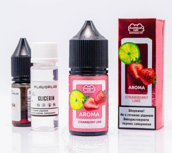 Рідина Flavorlab Puff Salt Srtawberry Lime 30ml 50mg зі смаком полуниці та лайму (набір компонентів)