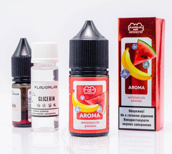 Рідина Flavorlab Puff Salt Watermelon Banana 30ml 50mg зі смаком кавуна та банана (набір компонентів)