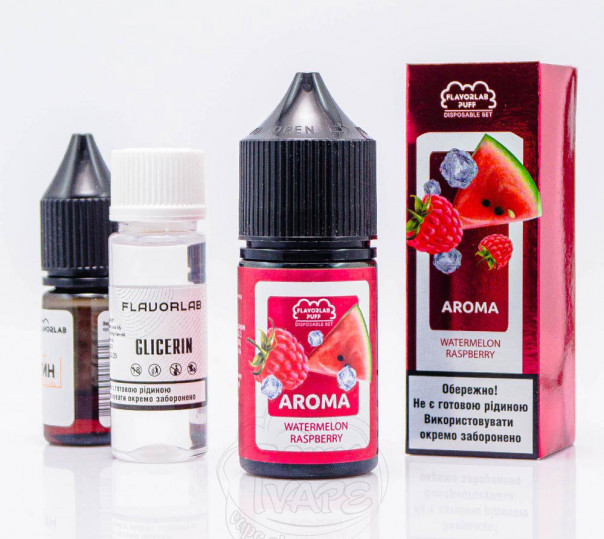 Рідина Flavorlab Puff Salt Watermelon Raspberry 30ml 50mg зі смаком кавуна та малини (набір компонентів)