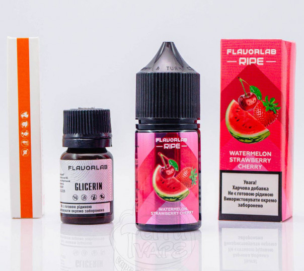Жидкость Flavorlab Ripe Salt Watermelon Strawberry Cherry 30ml 50mg со вкусом арбуза, клубники и вишни (набор компонентов)