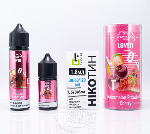 Рідина Love It Organic Watermelon Strawberry Cherry 60ml 6mg (набір компонентів)