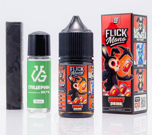 Рідина Flick Mono Salt Energy Drink 30ml 50mg зі смаком енергетику (набір компонентів)