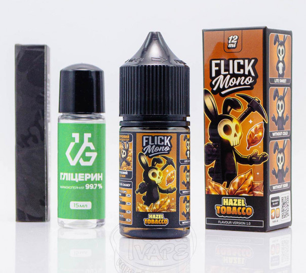 Рідина Flick Mono Salt Hazel Tobacco 30ml 50mg зі смаком тютюну з лісовим горіхом (набір компонентів)