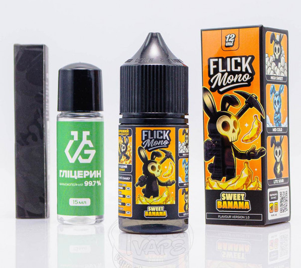 Рідина Flick Mono Salt Sweet Banana 30ml 50mg зі смаком банану (набір компонентів)
