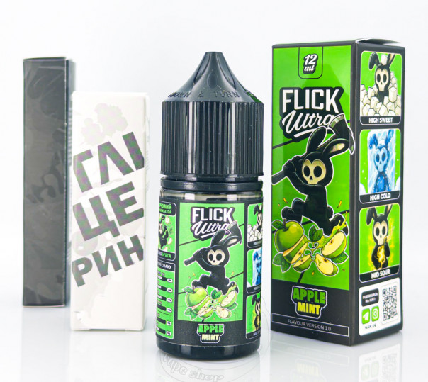 Рідина Flick Ultra Salt Apple Mint 30ml 50mg зі смаком яблука та м'яти з холодком (набір компонентів)