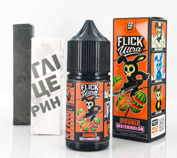 Рідина Flick Ultra Salt Double Watermelon 30ml 50mg зі смаком червоного та жовтого кавуна з холодком (набір компонентів)