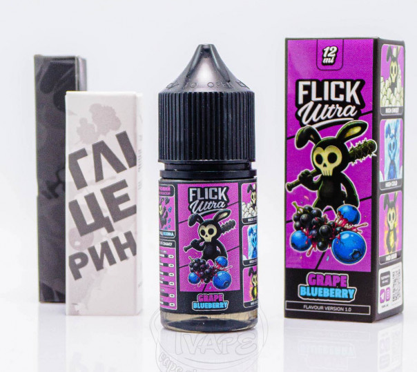 Рідина Flick Ultra Salt Grape Blueberry 30ml 50mg зі смаком чорниці та винограду з холодком (набір компонентів)