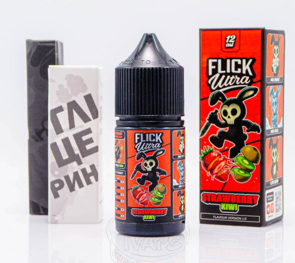 Рідина Flick Ultra Salt Strawberry Kiwi 30ml 50mg зі смаком полуниці та ківі з холодком (набір компонентів)