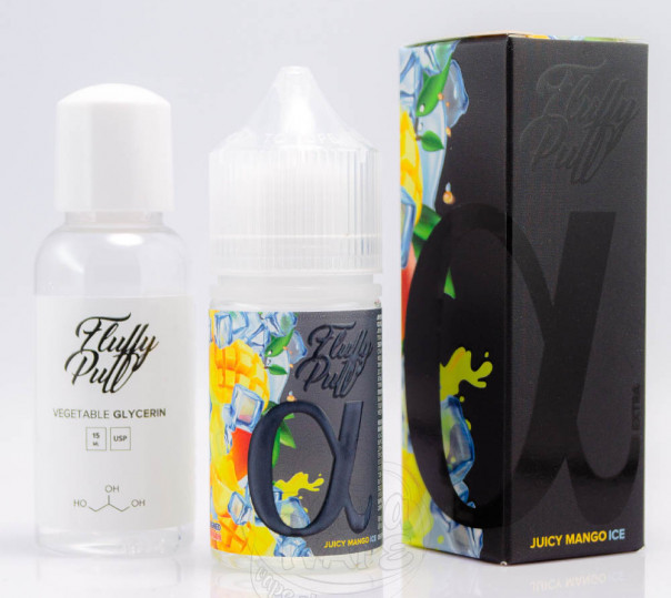 Рідина Fluffy Puff Alpha Salt Juicy Mango Ice 30ml 0mg зі смаком манго з холодком (набір компонентів)