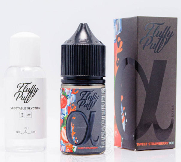 Рідина Fluffy Puff Alpha Salt Sweet Strawberry Ice 30ml 0mg зі смаком полуниці з холодком (набір компонентів)