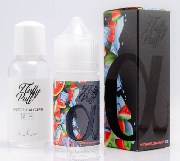 Рідина Fluffy Puff Alpha Salt Watermelon Gummy Ice 30ml 25mg зі смаком кавунової желейки з холодком (набір компонентів)