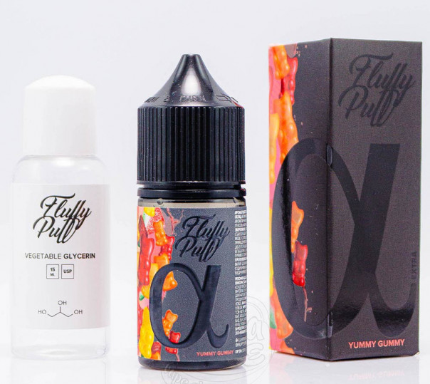 Рідина Fluffy Puff Alpha Salt Yummy Gummy 30ml 50mg зі смаком желейних ведмедиків (набір компонентів)