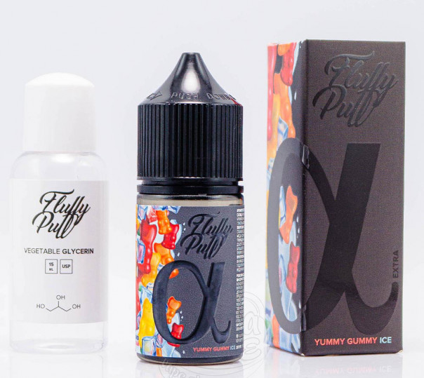 Рідина Fluffy Puff Alpha Salt Yummy Gummy Ice 30ml 50mg зі смаком желейних ведмедиків з холодком (набір компонентів)