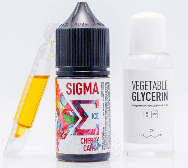 Рідина Fluffy Puff Sigma Salt Cherry Candy Ice 30ml 0mg зі смаком вишневого льодянику з холодком (набір компонентів)