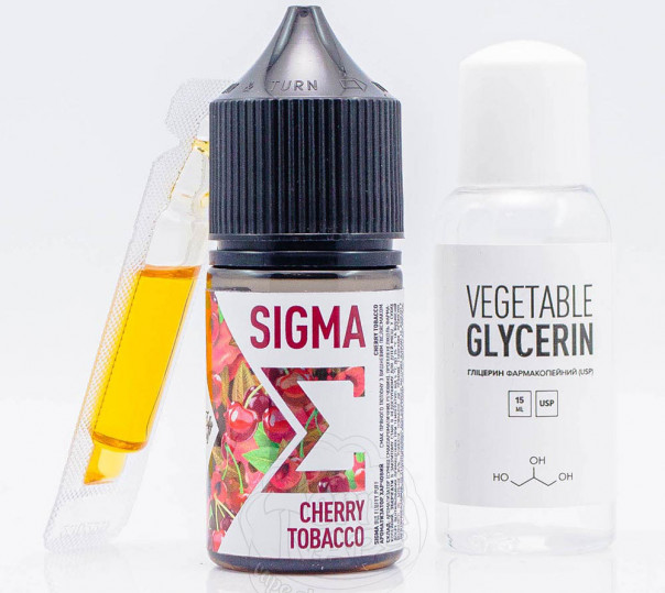 Рідина Fluffy Puff Sigma Salt Cherry Tobacco 30ml 0mg зі смаком тютюну з вишнею (набір компонентів)