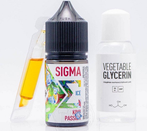 Рідина Fluffy Puff Sigma Salt Kiwi Passion Ice 30ml 0mg зі смаком ківі та маракуї з холодком (набір компонентів)