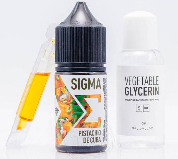 Рідина Fluffy Puff Sigma Salt Pistachio De Cuba 30ml 0mg зі смаком тютюну з фісташкою (набір компонентів)