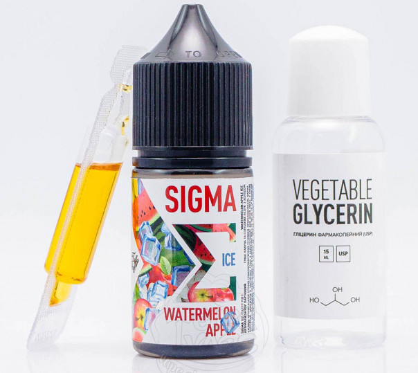 Рідина Fluffy Puff Sigma Salt Watermelon Apple Ice 30ml 0mg зі смаком кавуна і яблука з холодком (набір компонентів)
