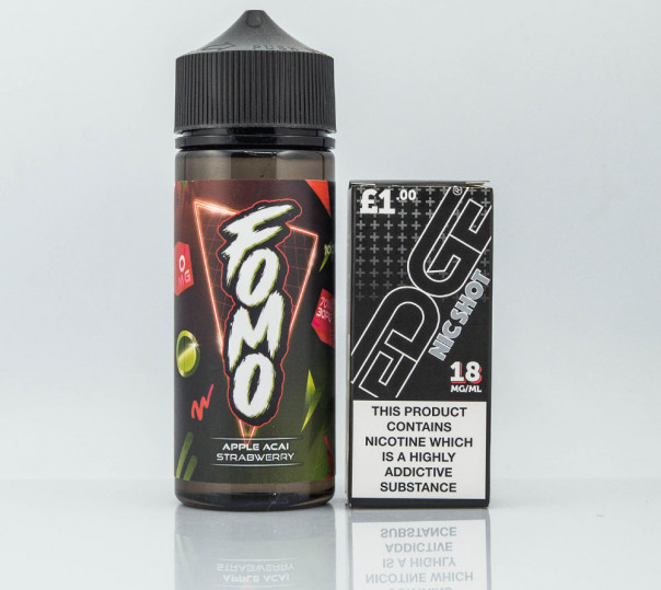Рідина FOMO Organic Apple Acai Strawberry 110ml 1.5mg на органічному нікотині зі смаком яблука, полуниці та асаї з холодком