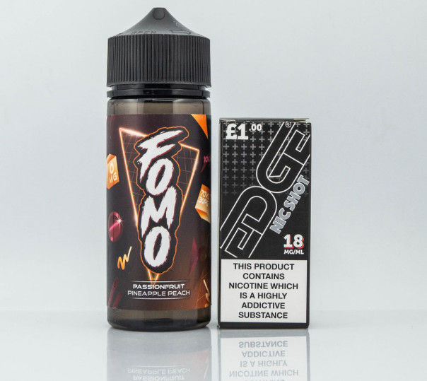 Рідина FOMO Organic Passionfruit Pineapple Peach 100ml 0mg без нікотину зі смаком маракуї, ананаса і персика з холодком