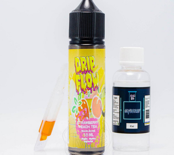 Рідина Drip Flow Organic Strawberry Peach Tea 60ml 3mg зі смаком чаю з полуницею та персиком (набір компонентів)