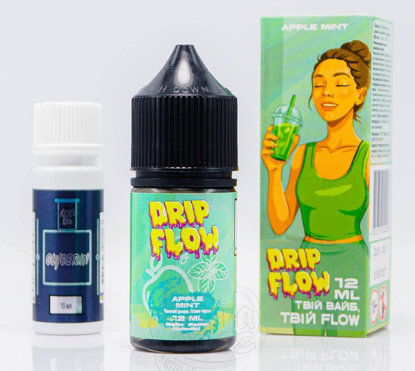 Рідина Drip Flow Salt Apple Mint 30ml 50mg зі смаком яблука та м'яти (набір компонентів)