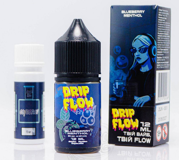 Рідина Drip Flow Salt Blueberry Menthol 30ml 50mg зі смаком чорниці і ментола (набір компонентів)