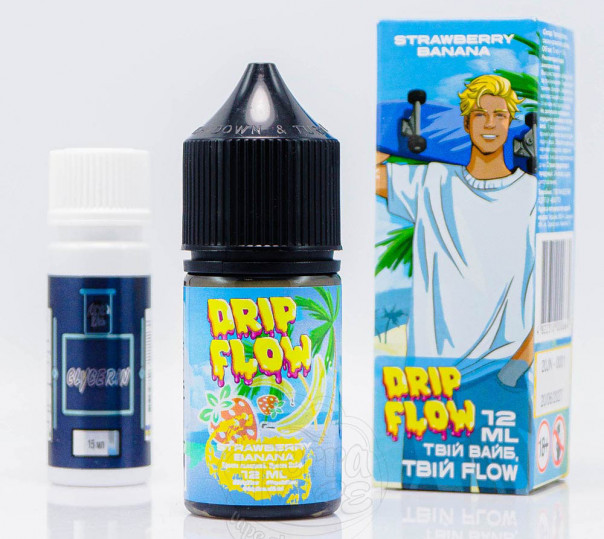 Рідина Drip Flow Salt Strawberry Banana 30ml 50mg зі смаком полуниці та банану (набір компонентів)